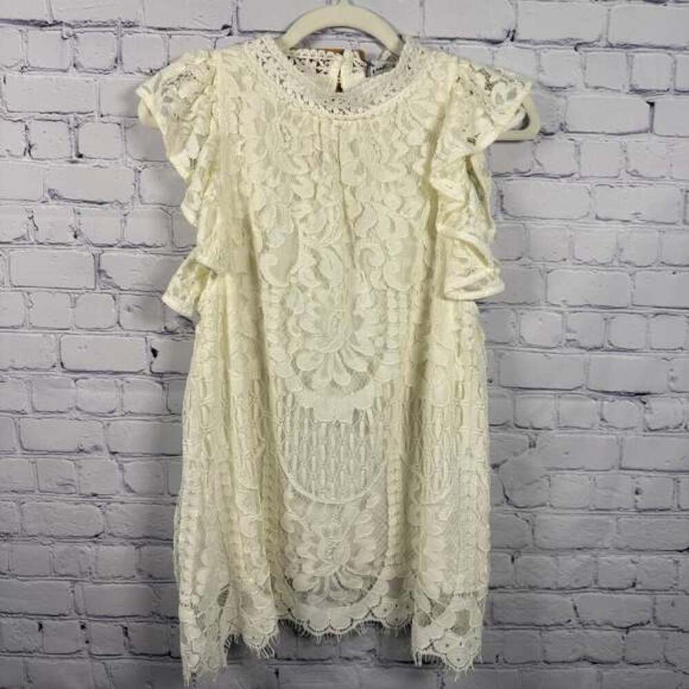 Sweet Lovely By Jen Ivory Lace High Neck Top
